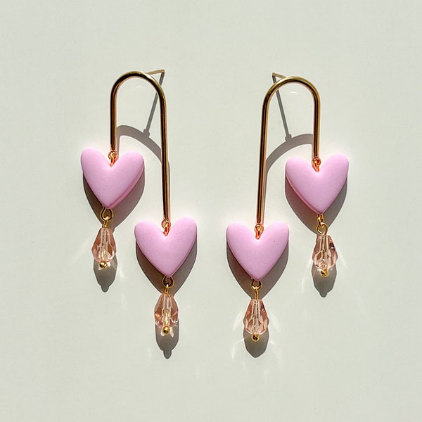 Coquette earrings / Heart earrings / Polymer clay earrings / Valentine's Day gift / Gift for her / Feminine earrings / iebis