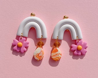 NEW - Funky floral arch earrings
