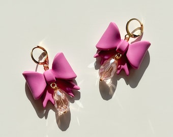 Polymer clay bow earrings / Coquette earrings / Delicate jewelry / Unique gift / Statement earring / iebis / Bridesmaid gift / Ribbon