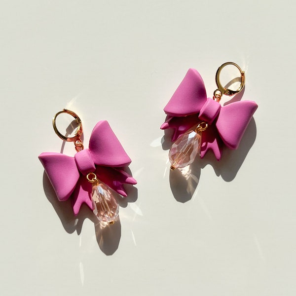 Polymer clay bow earrings / Coquette earrings / Delicate jewelry / Unique gift / Statement earring / iebis / Bridesmaid gift / Ribbon