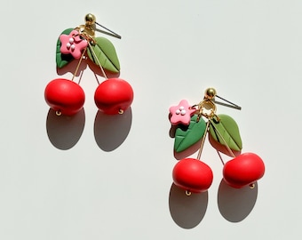 Boucles d'oreilles cerise / Boucles d'oreilles en argile / Boucles d'oreilles fruits / Boucles d'oreilles baies / Boucles d'oreilles été / iebis / Bijoux en pâte polymère / Idée cadeau pour elle