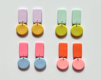 Pendientes bicolor / Pendientes geométricos / Joyería delicada / Regalo único / Pendiente llamativo / Pendientes abstractos / iebis / Pendientes coloridos