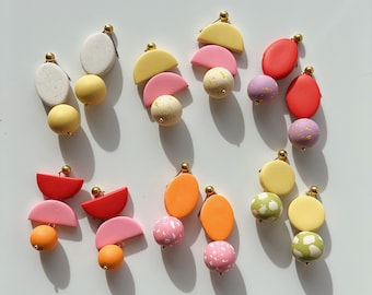 NEW - Various selection of lightweight, cute and fun multicolor polymerclay earrings, pick your favorite!