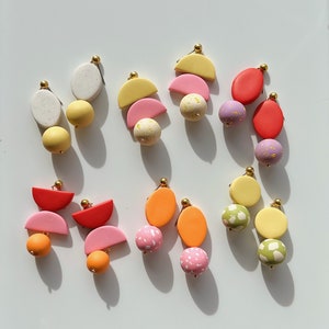 NEW - Various selection of lightweight, cute and fun multicolor polymerclay earrings, pick your favorite!