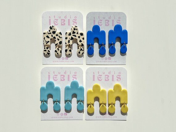 Various arch earrings / Boho earrings / iebis / Polymer clay earrings / Statement earrings / Modern jewelry / Gift idea / Cow earrings