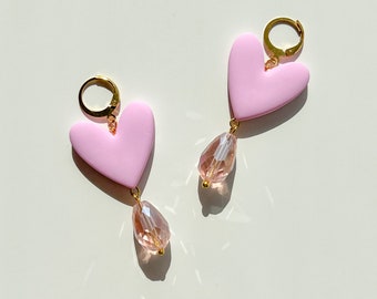 Coquette earrings / Heart earrings / Polymer clay earrings / Valentine's Day gift / Gift for her / Feminine earrings / iebis