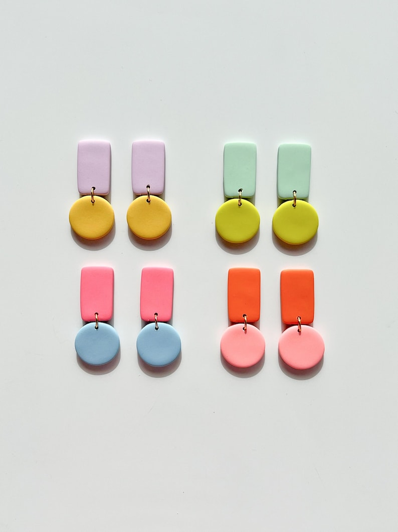 Pendientes bicolor / Pendientes geométricos / Joyería delicada / Regalo único / Pendiente llamativo / Pendientes abstractos / iebis / Pendientes coloridos imagen 1