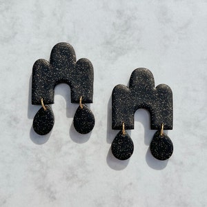 NEW Black glitter arch earrings image 1