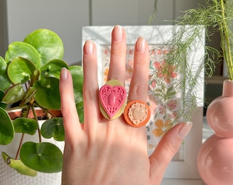 2 RING SET. Vintage ring. Polymer clay ring. Clay jewelry. Ornamental ring. iebis. Bridesmaid gift. Best friend gift. Mom gift. Gift idea