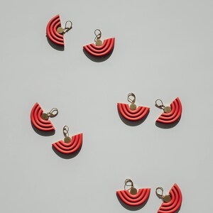 Terracotta u shape polymer clay statement earrings. Modern and minimal every day clay jewelry. Cute bohemian dangle / drop earrings. image 9