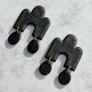 NEW Black glitter arch earrings image 3