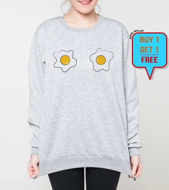 Fried egg sweatshirt egg boobs sweater egg brunch breakfast Etsy
