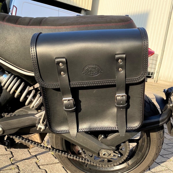 Leather bag Ducati Scrambler ICON, Ducati icon Scrambler cafe racer motorcycle bag, complete steel for fixing, Since 1987 - Made in Italy -