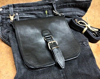 Sauvage Leder Damentasche mit 3 verschiedenen Bindungen, Schultergurt-Schlaufen Gürtelbindungen für Jeans Mod. JV 3MODI Made in Italy