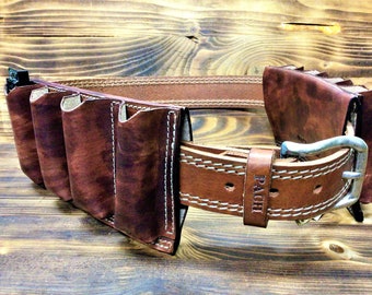 Harmonica holder for harmonica players, in 2 mm leather, handmade, manual tampon antiquing, not brush-based, Made in Italy