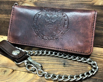 Biker wallet, Men's leather wallet, men's leather wallet, biker wallet with chain, credit card holder, coin purse Made in Italy