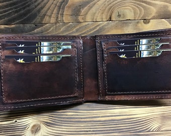 Men's wallet, 1.5 mm leather, Men's wallet, hand-dyed vegetable tanned leather, space for cards, banknotes, documents Made in Italy