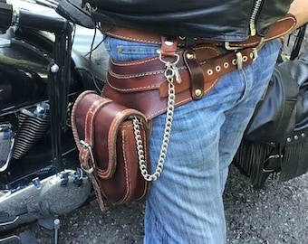 Marupio bikers leg model PISTOLERO in 3-3.5 mm thick leather hand-aged Made in Italy