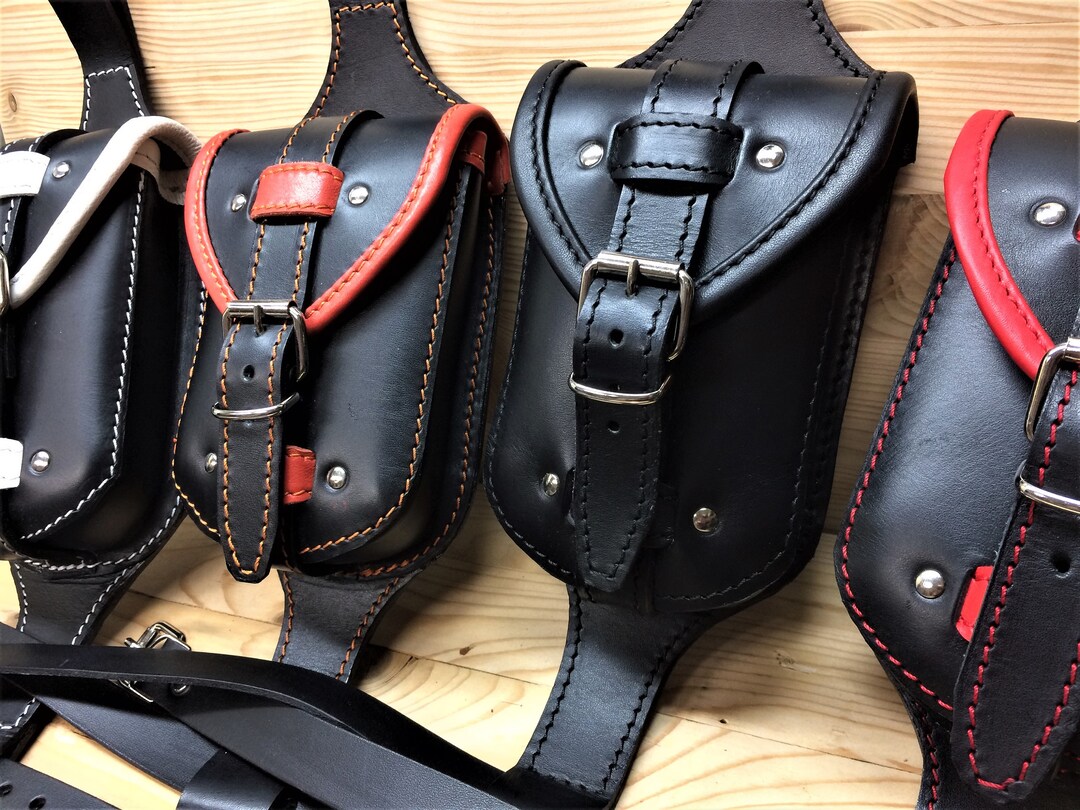 Leather Bikers Leg Pouch BLACK Color Tuscan Vegetable Tanned Etsy