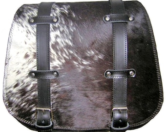 Cod. MONO 136D / Mod. MACULATA SOFATIL - Leather bag 4 mm long lid with double steel spotted leather on the back Made in Italy