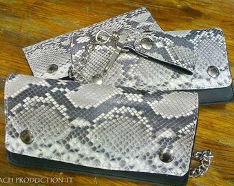Bikers wallet in python, accordion with chain Mod. Long cm.19 x 10 Made in Italy