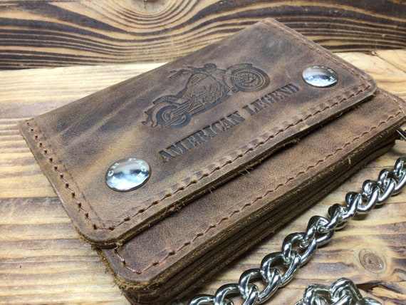 Biker wallet Portafoglio Biker in cuoio con catena PICCOLO cm.13
