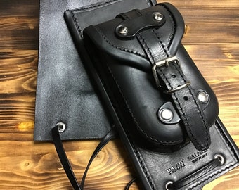 SOFTAIL Tank Cover - Cod. CS-L 30 / Mod. HD Softail / In thick and soft volant leather with hand-made pocket Made in Italy