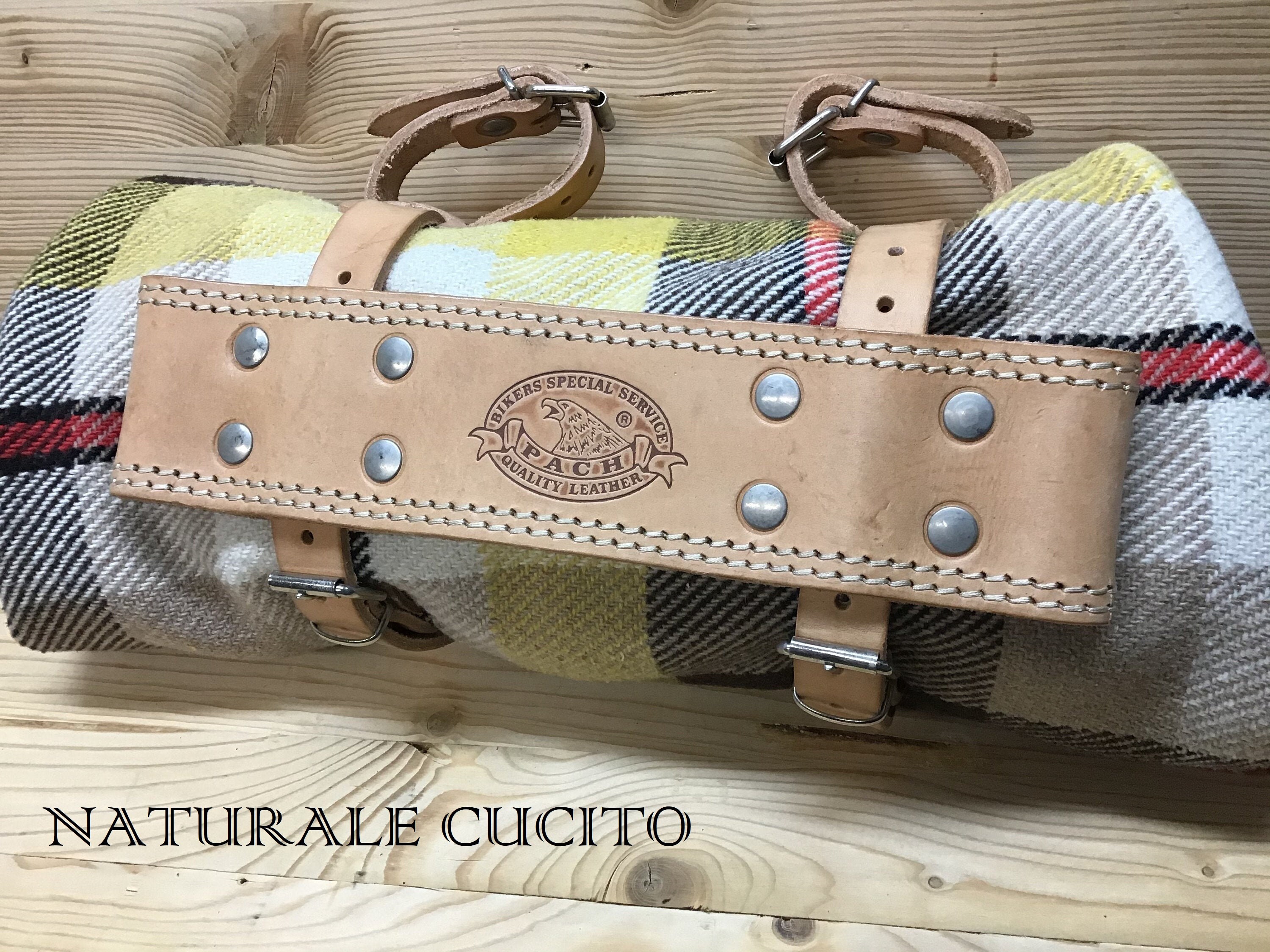 Leather Blanket Roll Camping Gear Motorcycle Rider Covered door for