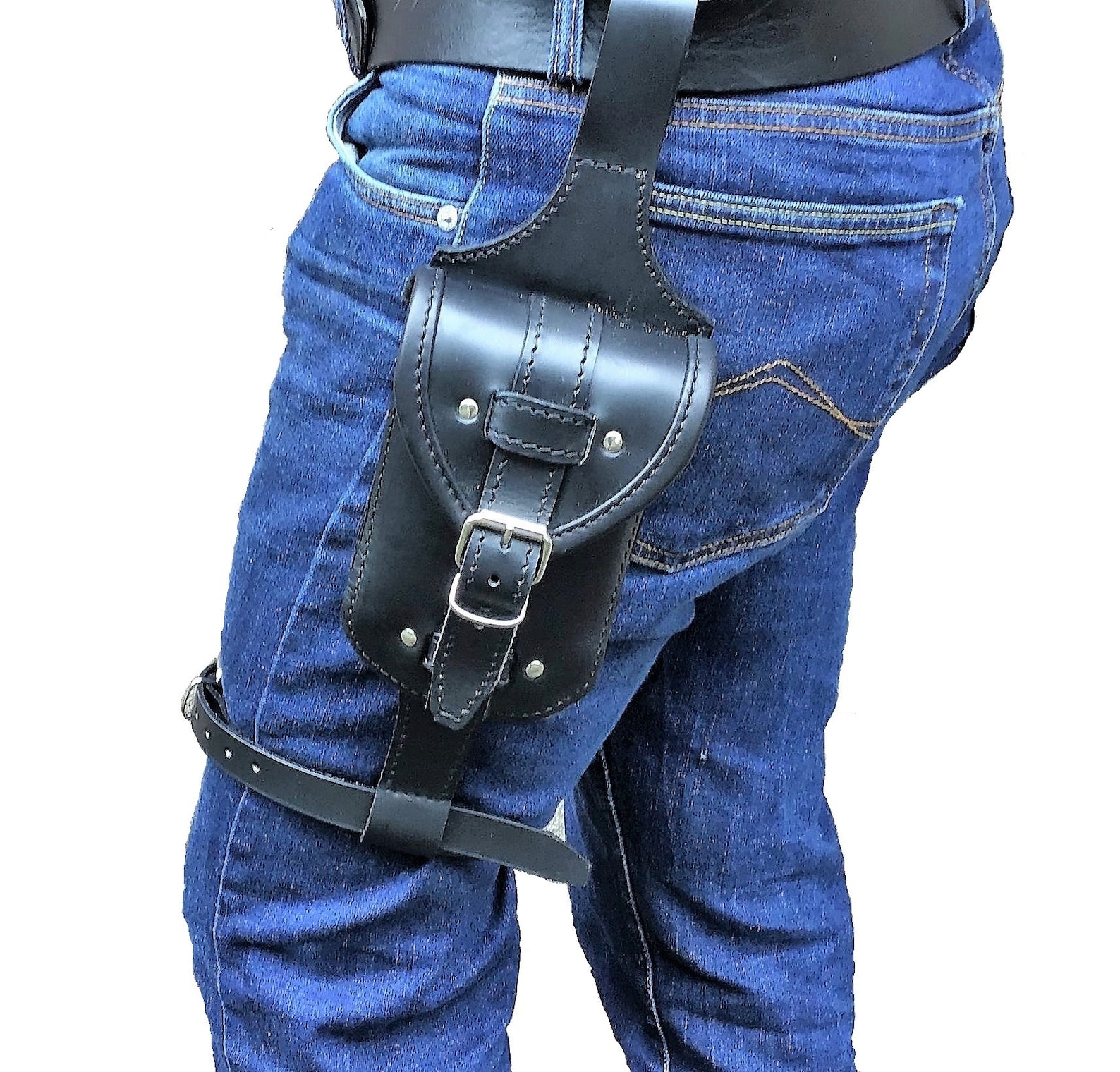 Leather Leg for Bikers Leather Leg Pouch 2.53 Mm. BLACK Etsy