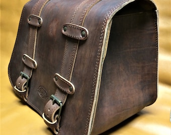 Cod. MONO 125 / Mod. DYNA Recessed - Harley Dyna leather bag 4 mm. with recessed steel shock absorber Made in Italy