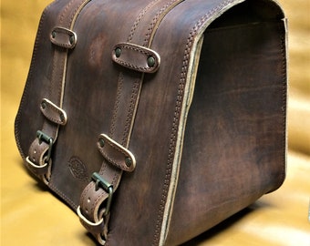 Cod. MONO 125 / Mod. DYNA Recessed - Harley Dyna leather bag 4 mm. with recessed steel shock absorber Made in Italy