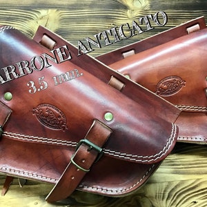SPORTSTER side bag Motorcycle Custom Harley Iron Forty Eight Roadster 883 1200, "Mod. Choppers 003C" Leather 3.5 m. - SX + DX - Made in Italy
