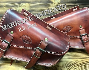 SPORTSTER side bag Motorcycle Custom Harley Iron Forty Eight Roadster 883 1200, "Mod. Choppers 003C" Leather 3.5 m. - SX + DX - Made in Italy