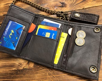 Biker Wallet With Chain, Ostrich Leather, Men's Ostrich Leather