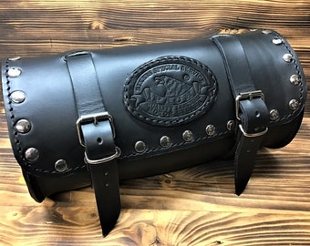 Tool holder barrel, tool holder barrel roller, for custom motorcycles LARGE ROUND Studded 3.5,4 mm. Measures 30 x 14 cm. Made in Italy