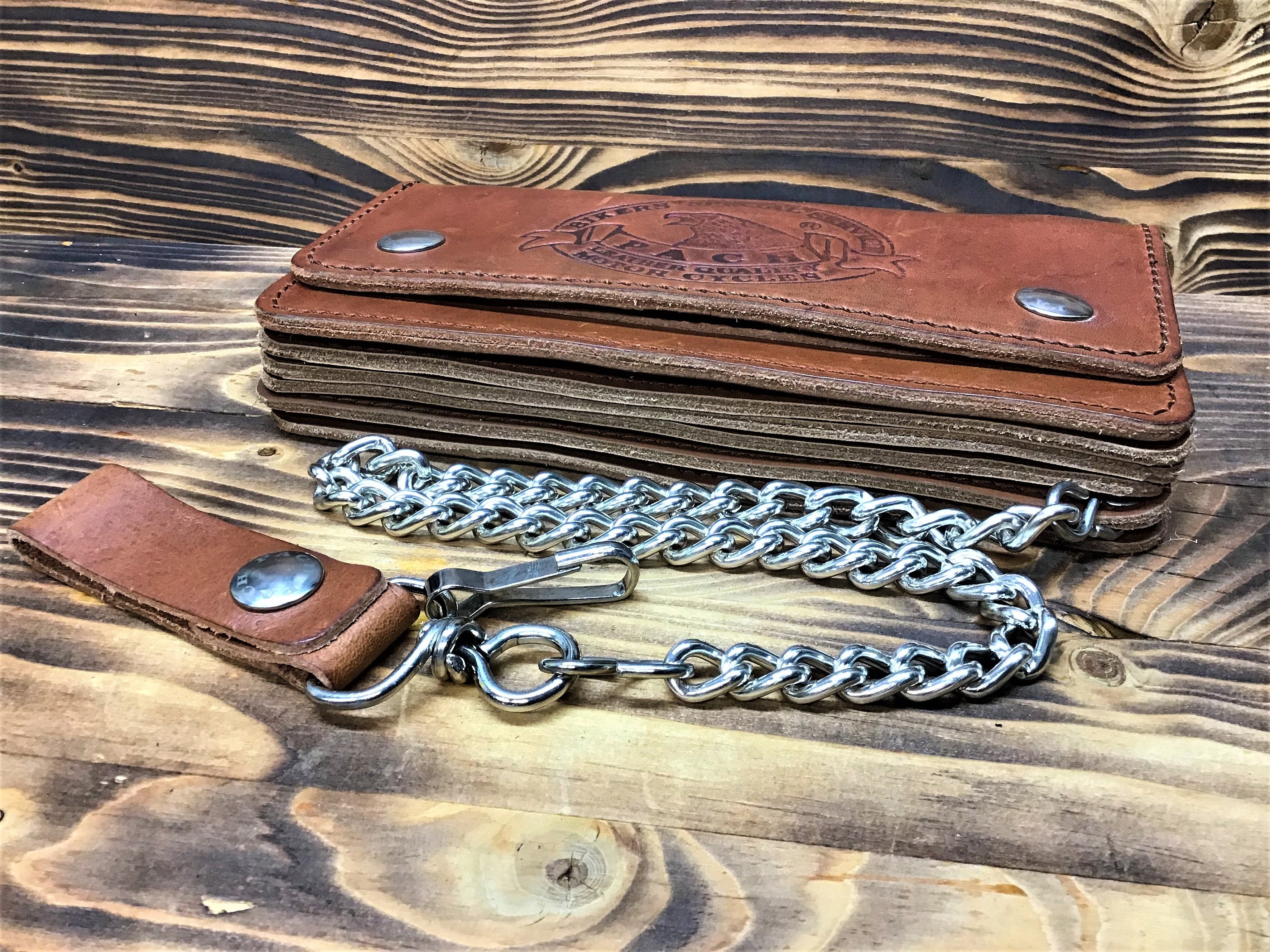 Leather Chain Motorcycle Biker Wallet - Custom Handmade Leather Wallet Medium: 6 inch