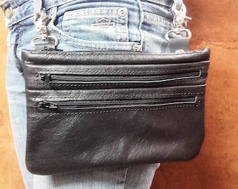 ZIPPER WAIST BAG 001 Classic in real leather JV collection Made in Italy