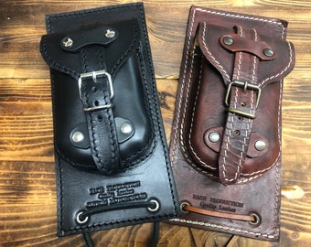 SOFTAIL Tank Cover - Cod. CS-L 19 / Mod. HD Softail / In black and antiqued leather with handmade pocket Made in Italy