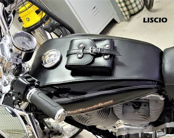 Copri serbatoio SPORTSTER - Cod. CS-L 16 / Mod. Sportster large / Ctasca staccabile borchie ottone cromato Made in Italy