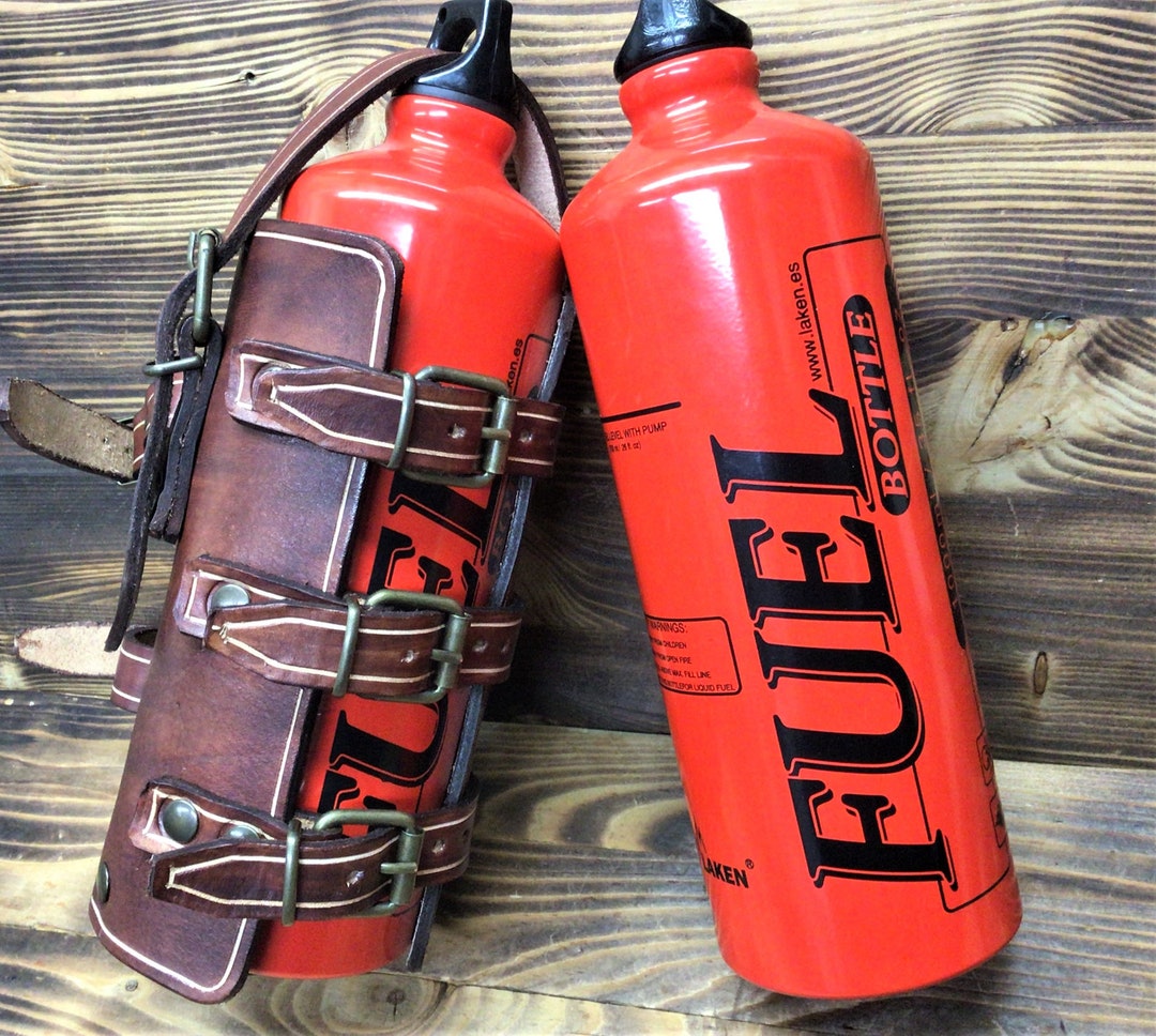 Petrol Can Black Texas Leather Bottle Holder for Emergency Fuel Gas