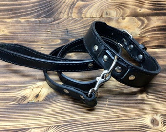Leather dog collar, 002 leather collar 4 mm. lined with leather and handmade inner feather rubber Made in Italy