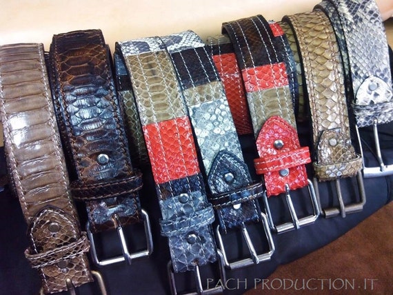 Ceinture en python véritable, en différentes couleurs, dos en cuir