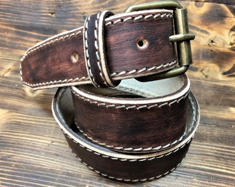 Mod. VINTAGE 05B Vegetable tanned leather belt Thickness 4 mm. Width 4 cm. Made in Italy