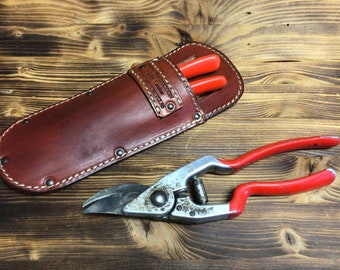 Leather scissors holder for gardeners, Handmade Made in Italy "PRICE ON PROMOTION"