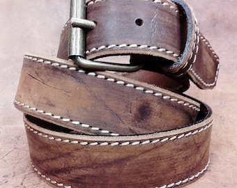 Mod. VINTAGE 05 Vegetable tanned leather belt Thickness 4 mm. Width 4 cm. Made in Italy