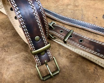 Leather belt 4 mm thick. LARGE SIZES, vegetable-tanned leather hand-dyed Made in Italy