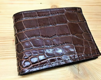 Men's wallet "PRINTED" crocodile leather, handmade, 8 card holders, 2 document holders, 2 banknote compartments Made in Italy