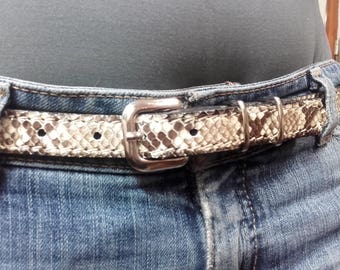 Women's python belt, Certificate of first and true Tuscan leather tanned with made in Italy vegetable