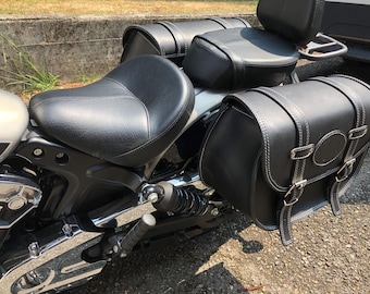 Mono bags for INDIAN SCOUT | Cod. MONO 172 - Indian Scout model | 4 mm leather. very capacious 30+30 Liters | Handmade Made in Italy