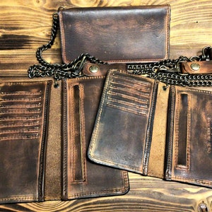 Wallet in hand-dyed leather with card holder, Mod. BIKERS CARD handmade Made in Italy image 1